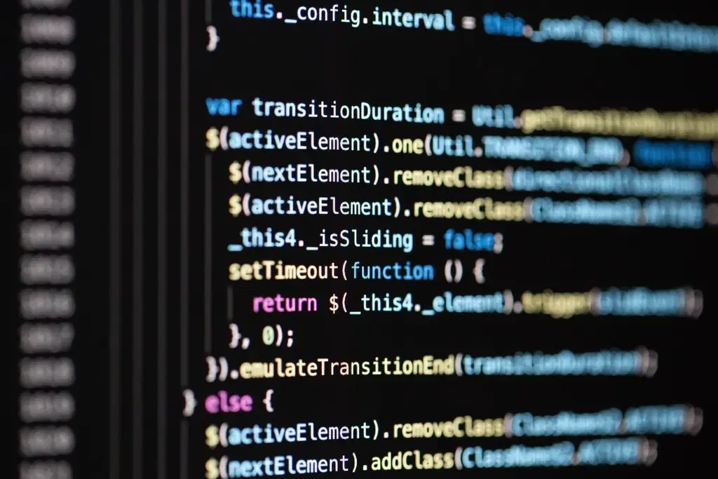 JavaScript code on a dark editor screen, typical of Node.js back-end development